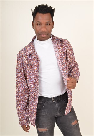 VINTAGE 90'S FLORAL PATTERNED SHIRT RED