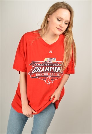 VINTAGE BOSTON RED SOX GRAPHIC PRINT T-SHIRT RED