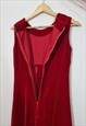 VINTAGE 60'S RED VELVET SILVER GLITTER MAXI DRESS