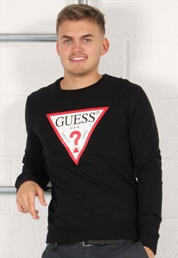 Vintage Guess Sweatshirt in Black Pullover Jumper Small