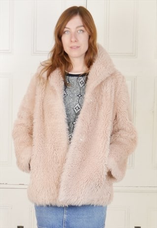 PASTEL PINK FAUX FUR COAT