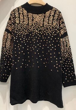Gold sequin embellished front and sleeves design jumper