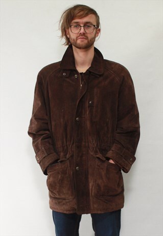 VINTAGE 80' AMAZING BEAUTIFUL UNISEX BROWN SUEDE JACKET