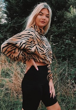 Tiger print crop fleece 