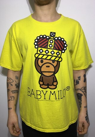 VINTAGE 90' OLDSCHOOL UNISEX BAPE YELLOW TSHIRT