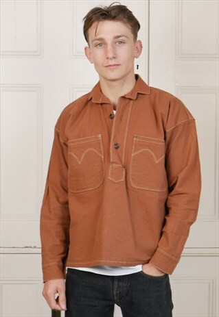 LEVI MENS BROWN DENIM JACKET WESTERN