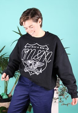 Vintage Sweater in Black with Of Mice and Men Print