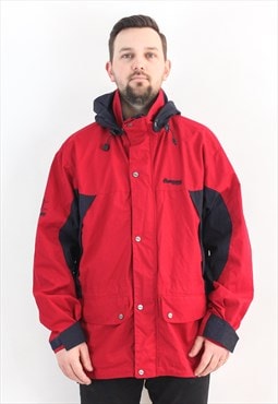 Vintage Mens XL Red Jacket Coat Hooded Outdoors Parka Skiing