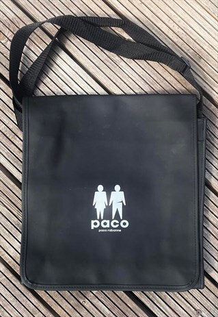 Vintage paco rabanne black messenger bag 