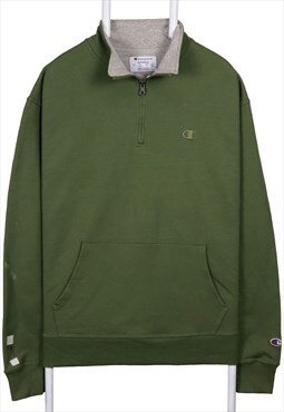 Vintage 90's Champion Sweatshirt Quarter Zip Green Large
