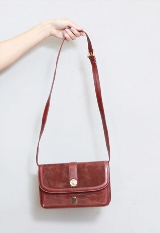 VINTAGE 1970'S MAROON LEATHER & SUEDE BELTRAMI BAG