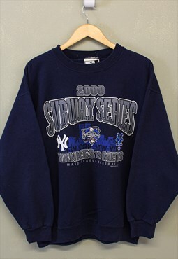 Vintage Puma Yankees MLB Sweatshirt Navy With Printed Logo