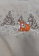 VINTAGE SWEATSHIRT CUTE EMBROIDERED FOX PATTERNED JUMPER