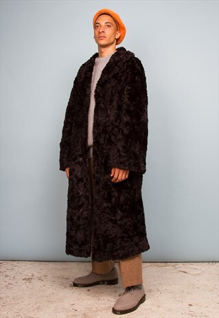 LONG BLACK FAUX FUR COAT