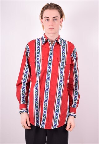 MENS VINTAGE AZTEC PRINT SHIRT LARGE MULTI 90S