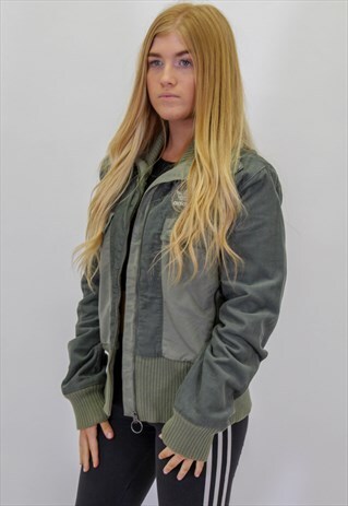 VINTAGE ADIDAS CORDUROY JACKET IN GREEN MEDIUM