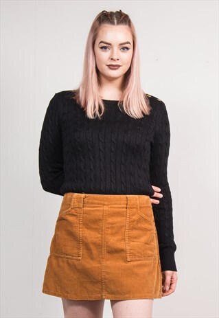 VINTAGE 90'S BLACK CABLE KNIT RALPH LAUREN JUMPER