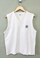 Vintage Diadora Sweater Vest White With Embroidered Logo