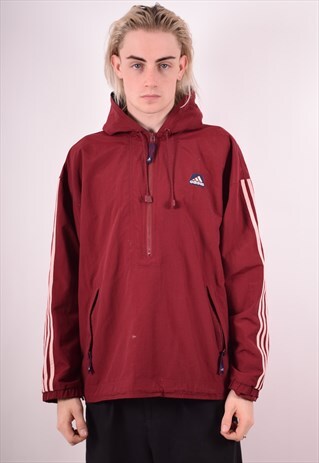 ADIDAS MENS VINTAGE PULLOVER JACKET MEDIUM MAROON 90S