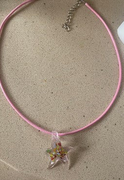 light pink murano glass starfish pendant necklace