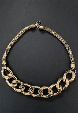 80's Vintage Ladies Necklace Gold Costume Link Chunky Chain 
