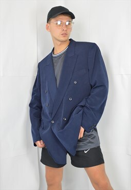 Vintage blue classic oversize suit blazer