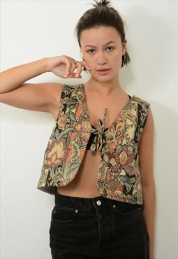 Vintage Reworked Waistcoat Recycled Vintage Fabric 1 size