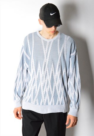 VINTAGE 80S ICE GREY KNIT JUMPER