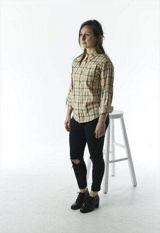 PLAID FLANNEL BUTTON UP / LUMBERJACK BEIGE SHIRT