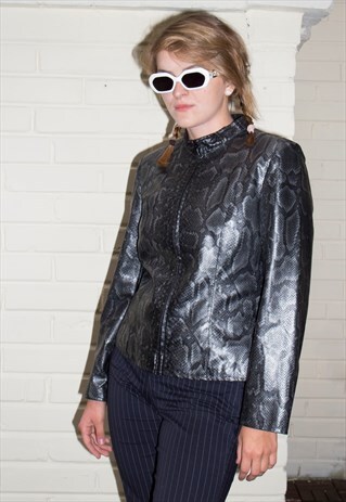 VINTAGE 90S 00S VEGAN SNAKE SKIN SHINY JACKET