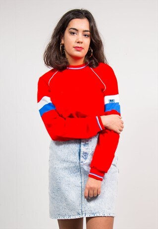 VINTAGE 90'S RED SPORTS SWEATSHIRT JUMPER