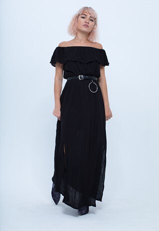FESTIVAL BLACK VISCOSE FESTIVAL MAXI DRESS