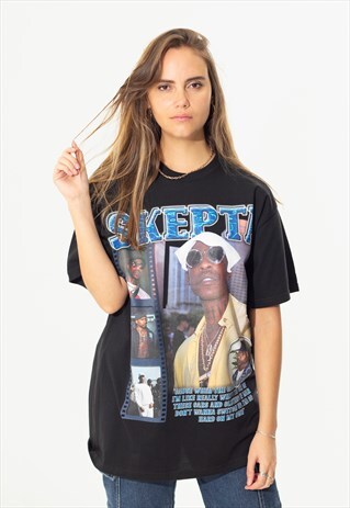 SKEPTA UNISEX PRINTED T-SHIRT IN BLACK