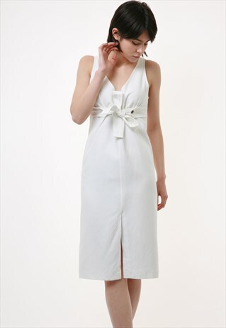 80S VINTAGE VTG RARE VALENTINO WHITE SLEEVELESS DRESS 2582
