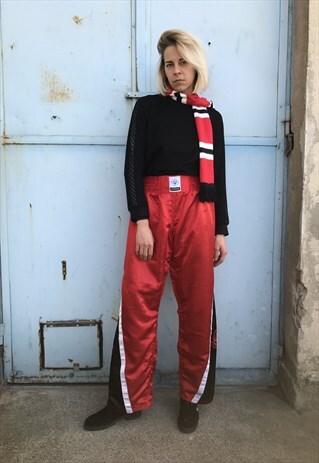 VINTAGE 90' OLDSCHOOL COOL SHINY RED KICKBOXING TROUSERS