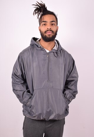 TOMMY HILFIGER MENS VINTAGE PULLOVER JACKET XL GREY 90S