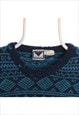 OBERMEYER 90'S CREWNECK KNITTED COOGI STYLE JUMPER SMALL BLU