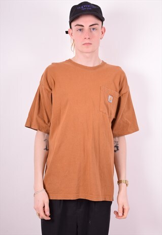 CARHARTT MENS VINTAGE T-SHIRT TOP LARGE BROWN 90'S