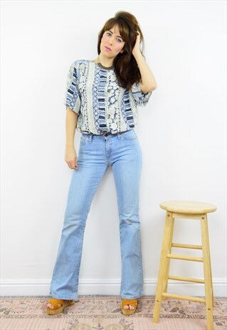 VINTAGE 90S PASTEL BOHO TRIBAL PRINT BUTTON DOWN BLOUSE