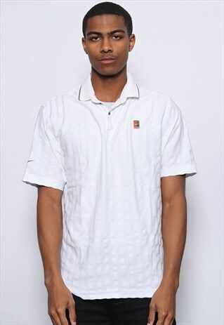 VINTAGE NIKE COURT LOGO POLO SHIRT WHITE