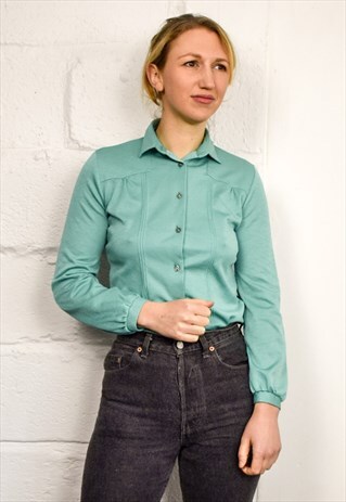 VINTAGE 70S TURQUOISE BLOUSE