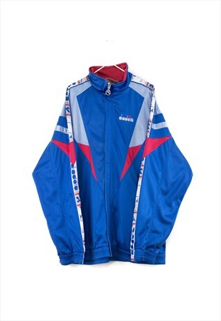 VINTAGE DIADORA FESTIVAL TRACK JACKET IN BLUE L