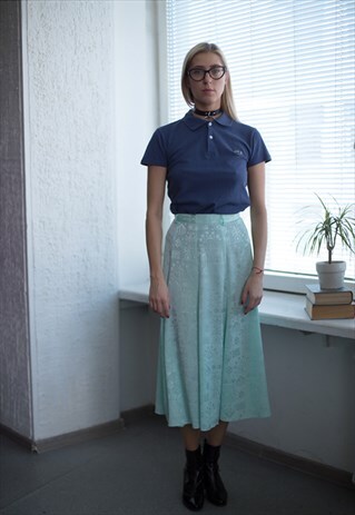 VINTAGE 80'S MIDI LIGHT GREEN PASTEL SKIRT