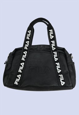 Black Faux Leather Glitter Shimmer Small Zip Grab Handbag