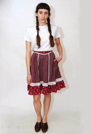 GUNNE SAX SKIRT (S) VINTAGE 70S PRAIRIE MEDIEVAL BOHO HIPPY