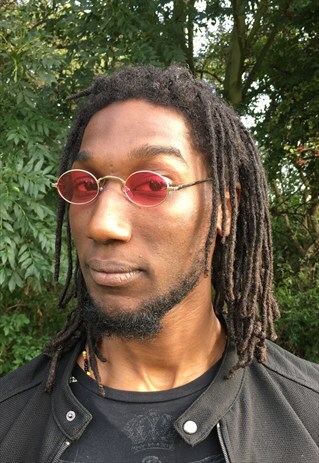 PINK OVAL SLIM 90S STYLE SUNGLASSES