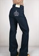 POMPOOS Y2K JEANS RHINESTONES POCKETS CROWNS STRAIGHT LEG