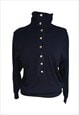 Vintage Aquascutum Wool Navy Blue Polo Neck