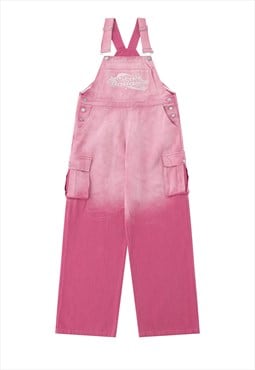 Denim dungarees jean overalls bleached jumpsuit pastel pink