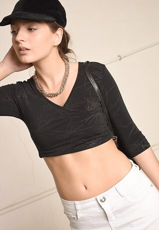 90'S RETRO SHIMMER DETAILED GRUNGE FESTIVAL TOP